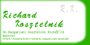 richard kosztelnik business card